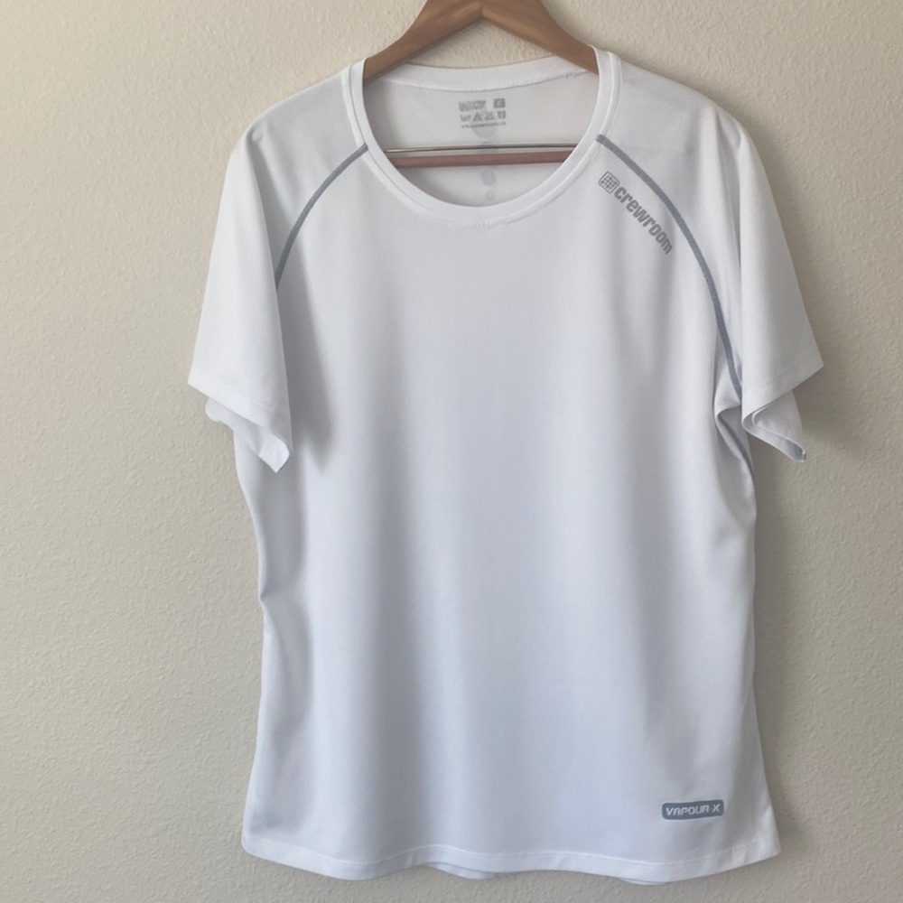 Crewroom Athletic Men’s Vapour-X White Short Sleeve  Tech T-shirt Size Large